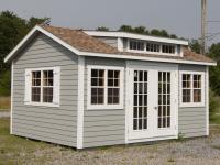 12x16 Custom Storage Shed with french doors, extra windows, and a roof dormer with windows